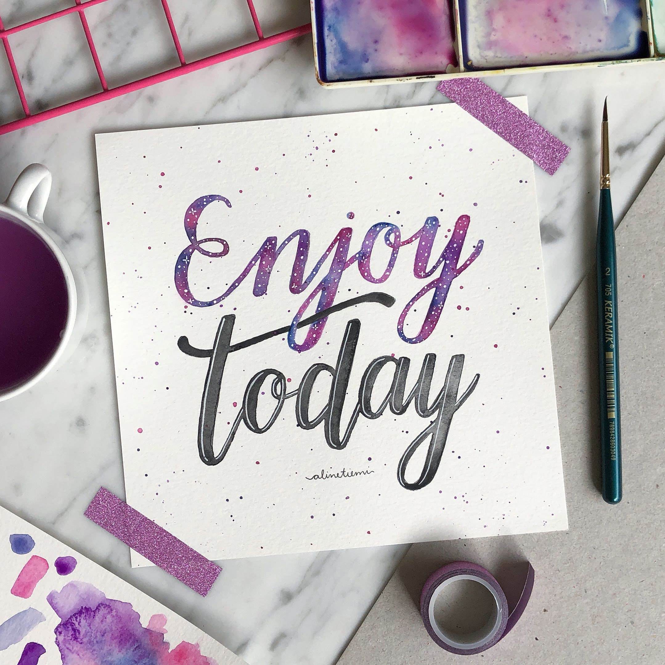 Lettering com aquarela
